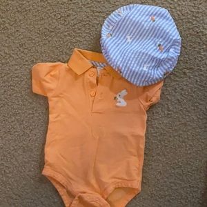 Baby orange polo with matching hat